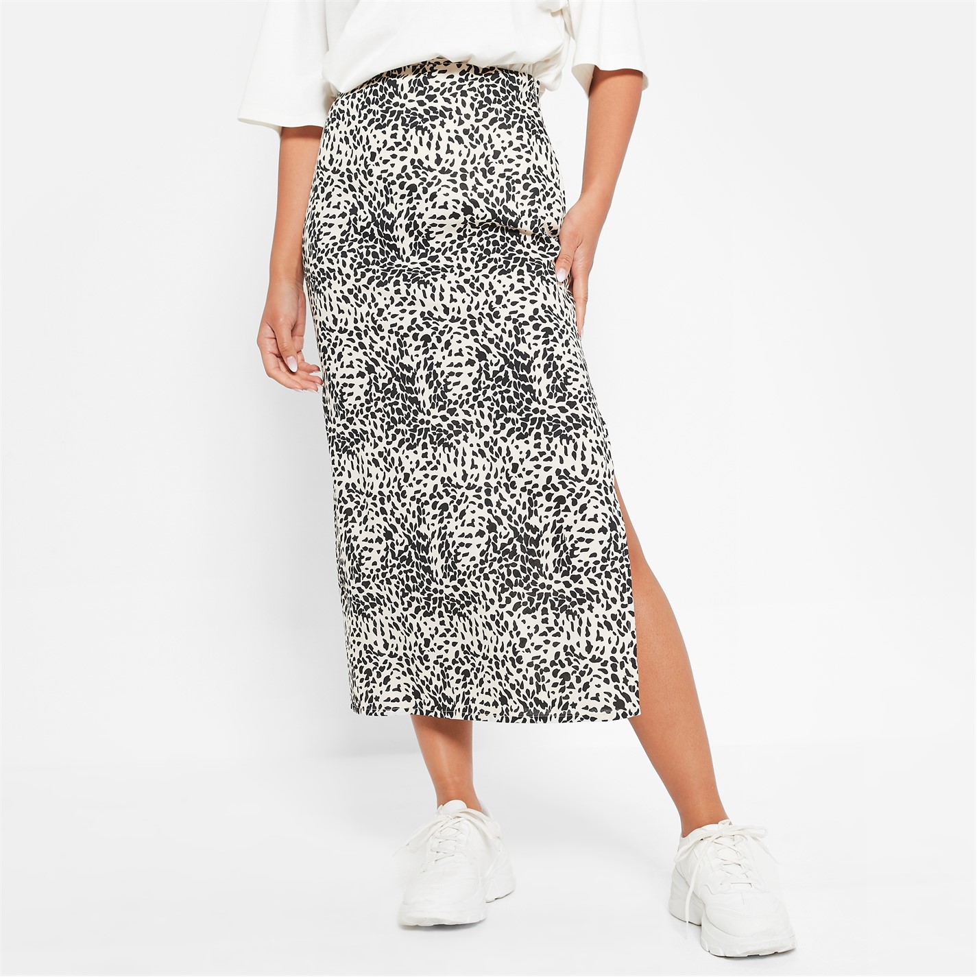 I Saw It First Womens Printed Split Detail Midi Skirt Skirts | eBay